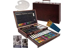 Zestaw do malowania w drewnianym etui – 130 elementów