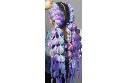 Syntetyczne ombre warkocze na włosy fioletowo-niebieskie