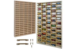 Drewniana półka - organizer na samochodziki - 90 przegródek