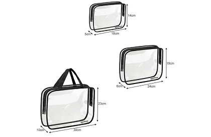 Przezroczyste kosmetyczki – zestaw 3 sztuk