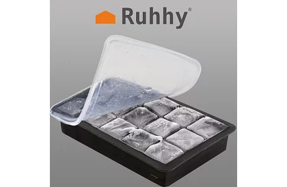 Forma silikonowa na lód z pokrywką – lodówka na 15 kostek lodu