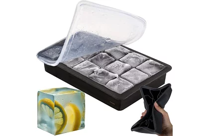 Forma silikonowa na lód z pokrywką – lodówka na 15 kostek lodu