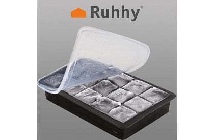 Forma silikonowa na lód z pokrywką – lodówka na 15 kostek lodu