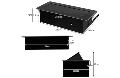 Wbudowane gniazdo wysuwane 2x 220V + 2x USB – czarne