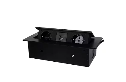 Wbudowane gniazdo wysuwane 2x 220V + 2x USB – czarne