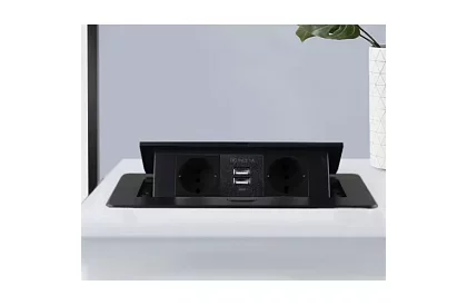 Wbudowane gniazdo wysuwane 2x 220V + 2x USB – czarne