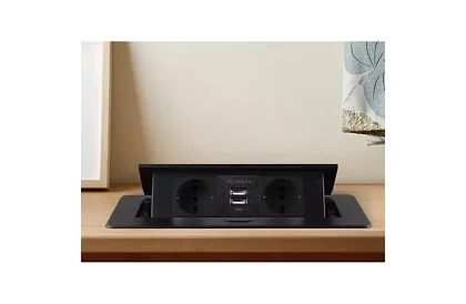 Wbudowane gniazdo wysuwane 2x 220V + 2x USB – czarne