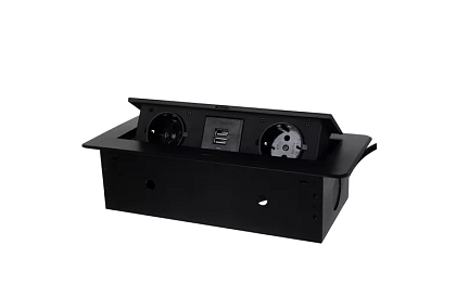 Wbudowane gniazdo wysuwane 2x 220V + 2x USB – czarne