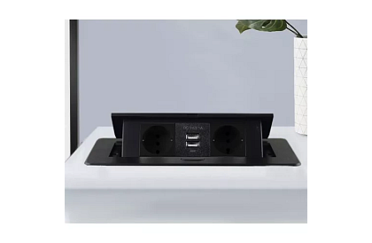 Wbudowane gniazdo wysuwane 2x 220V + 2x USB – czarne