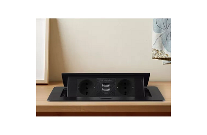 Wbudowane gniazdo wysuwane 2x 220V + 2x USB – czarne