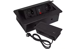 Wbudowane gniazdo wysuwane 2x 220V + 2x USB – czarne