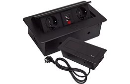 Wbudowane gniazdo wysuwane 2x 220V + 2x USB – czarne