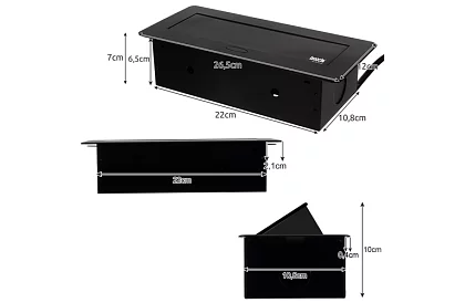 Wbudowane gniazdo wysuwane 3× 220 V – czarne