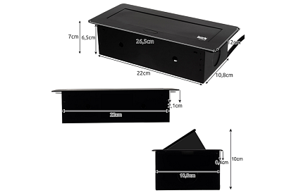 Wbudowane gniazdo wysuwane 3× 220 V – czarne