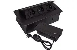 Wbudowane gniazdo wysuwane 3× 220 V – czarne