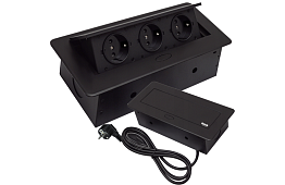 Wbudowane gniazdo wysuwane 3× 220 V – czarne