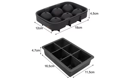 2 silikonowe formy na lód - kule i kostki XXL