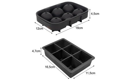 2 silikonowe formy na lód - kule i kostki XXL