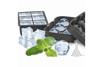 2 silikonowe formy na lód - kule i kostki XXL