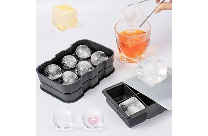 2 silikonowe formy na lód - kule i kostki XXL