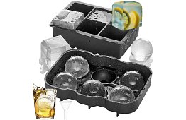 2 silikonowe formy na lód - kule i kostki XXL