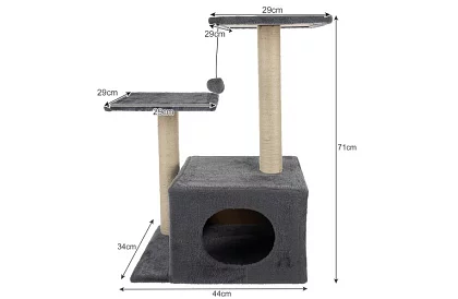 Szare drapaki dla kotów - 71 x 44 x 34 cm