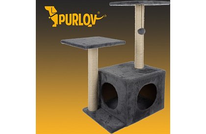 Szare drapaki dla kotów - 71 x 44 x 34 cm