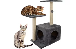 Szare drapaki dla kotów - 71 x 44 x 34 cm
