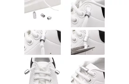 Elastyczne sznurówki do butów - bez wiązania - białe