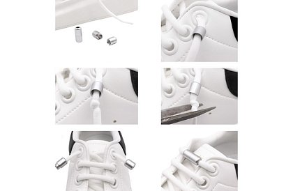 Elastyczne sznurówki do butów - bez wiązania - białe