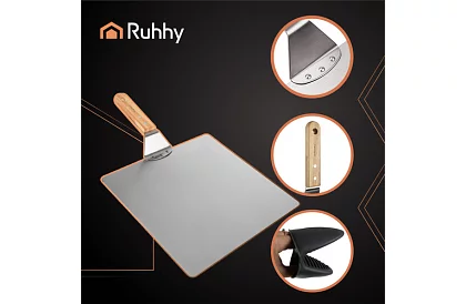 Stalowa łopata do pizzy z drewnianą rączką