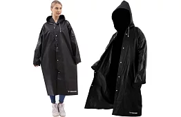 Silna czarna oversize peleryna