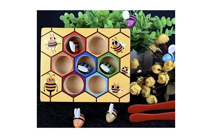 Złap pszczółkę – drewniana gra edukacyjna