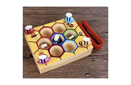 Złap pszczółkę – drewniana gra edukacyjna