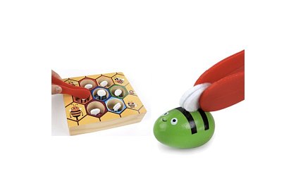 Złap pszczółkę – drewniana gra edukacyjna