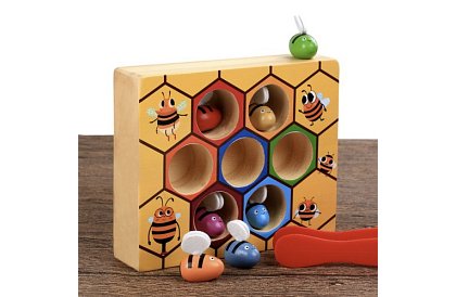 Złap pszczółkę – drewniana gra edukacyjna