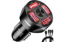 4x ładowarka USB do zapalniczki samochodowej + kabel