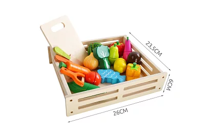 Drewniana zabawka – krojenie warzyw z akcesoriami - 34 części