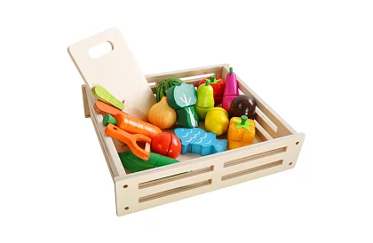 Drewniana zabawka – krojenie warzyw z akcesoriami - 34 części