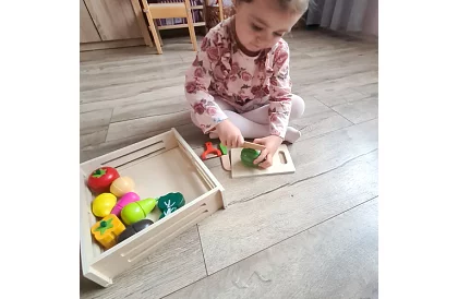 Drewniana zabawka – krojenie warzyw z akcesoriami - 34 części