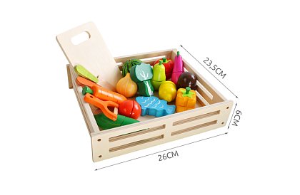 Drewniana zabawka – krojenie warzyw z akcesoriami - 34 części