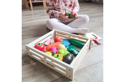 Drewniana zabawka – krojenie warzyw z akcesoriami - 34 części
