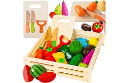 Drewniana zabawka – krojenie warzyw z akcesoriami - 34 części