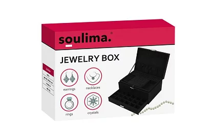 Elegancka zamszowa szkatułka na biżuterię - czarna