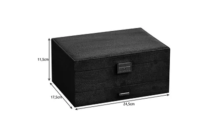 Elegancka zamszowa szkatułka na biżuterię - czarna