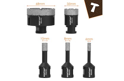 Wiertła diamentowe M14 6–68 mm - zestaw 7 części + adapter