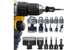 Wiertła diamentowe M14 6–68 mm - zestaw 7 części + adapter