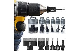 Wiertła diamentowe M14 6–68 mm - zestaw 7 części + adapter