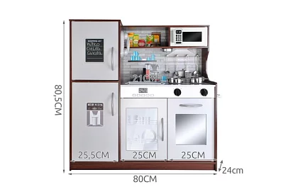 Drewniana kuchnia dziecięca XL z akcesoriami - brązowa