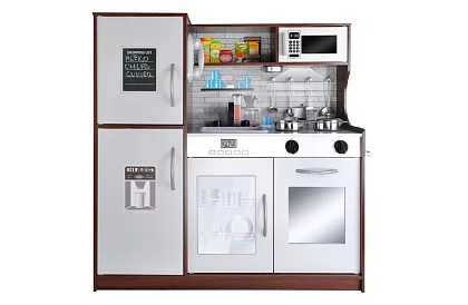 Drewniana kuchnia dziecięca XL z akcesoriami - brązowa